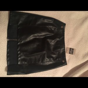 Never worn black leather mini skirt